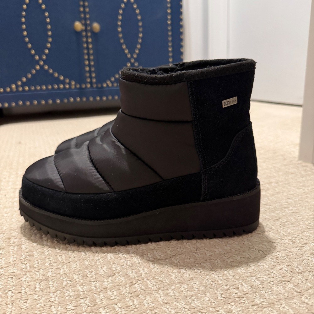 UGG Ridge Mini Waterproof Boots Black Puffer Suede Zip Winter Platform 5